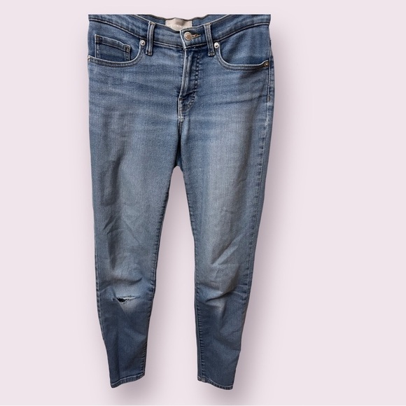 EVERLANE Womens Cotton Mid Rise Whisker Distressed Zip Fly Skinny Jeans Size 27 - Picture 1 of 13